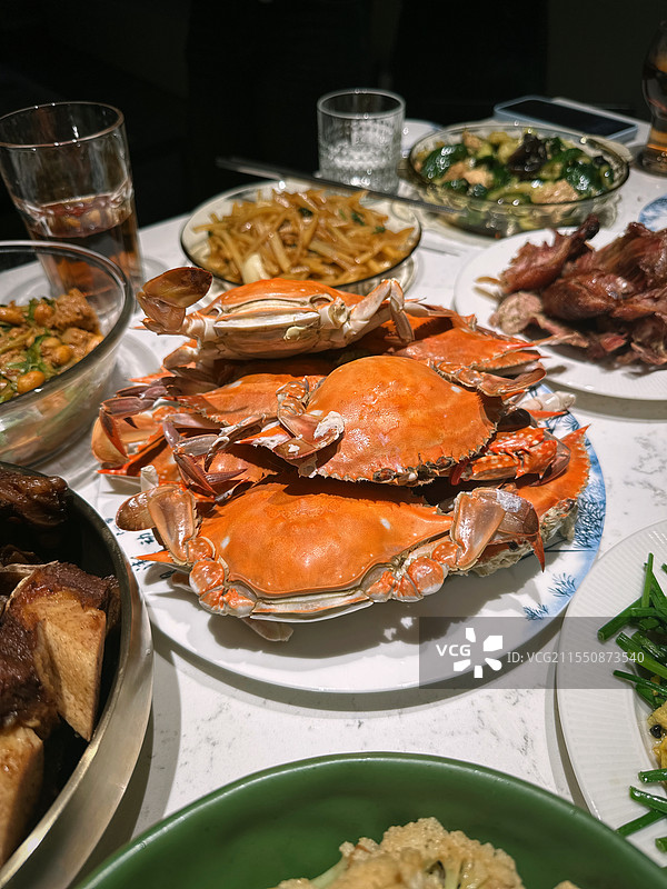 美食蒸螃蟹特写图片素材