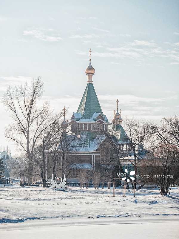 哈尔滨冬日圣尼古拉教堂图片素材