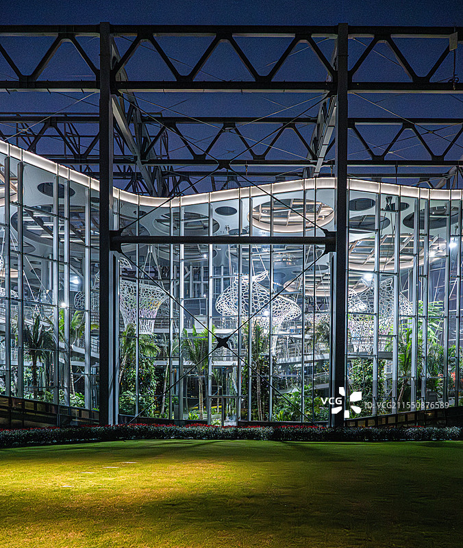 世博文化公园温室花园夜景图片素材