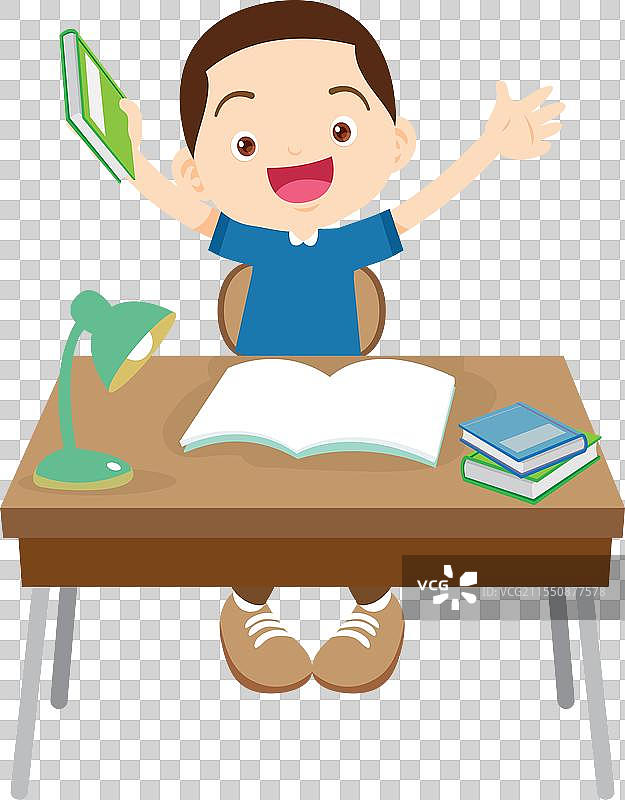 学生坐在桌子上做作业图片素材