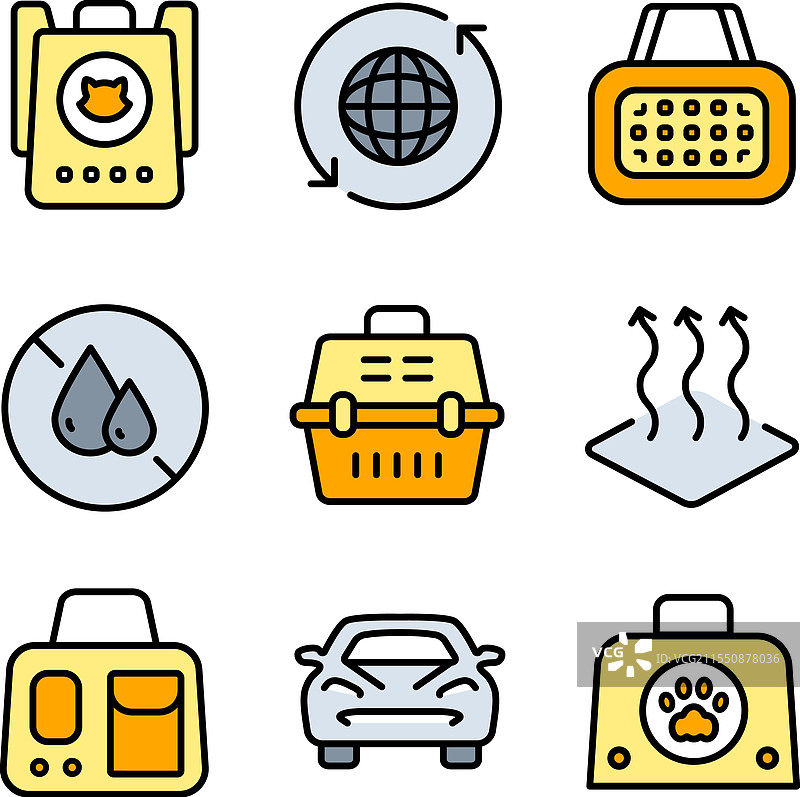 宠物运输箱颜色符号集合图片素材