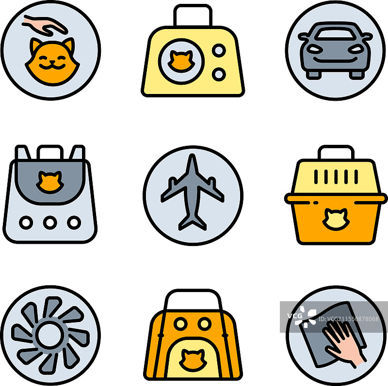 宠物运输箱颜色符号集合图片素材