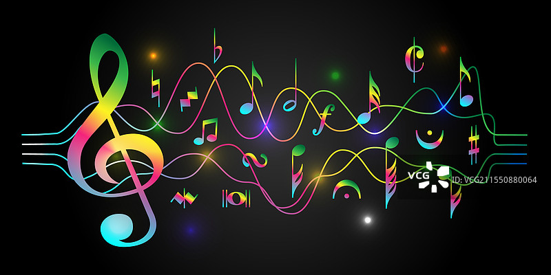 五彩缤纷的音乐音符背景图片素材