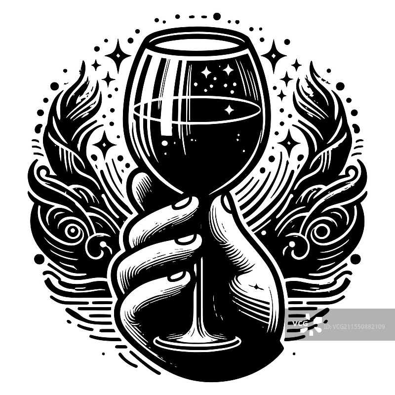 手握酒杯的雕刻图片素材