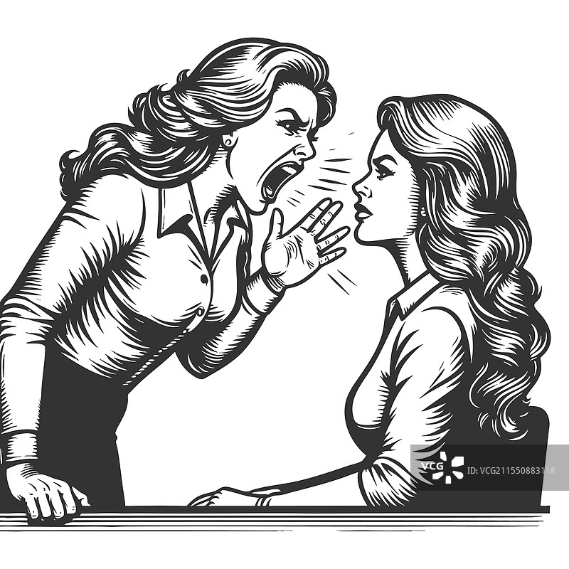 女老板对员工大喊大叫图片素材