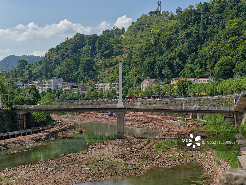 莲花坝人行悬索桥图片素材
