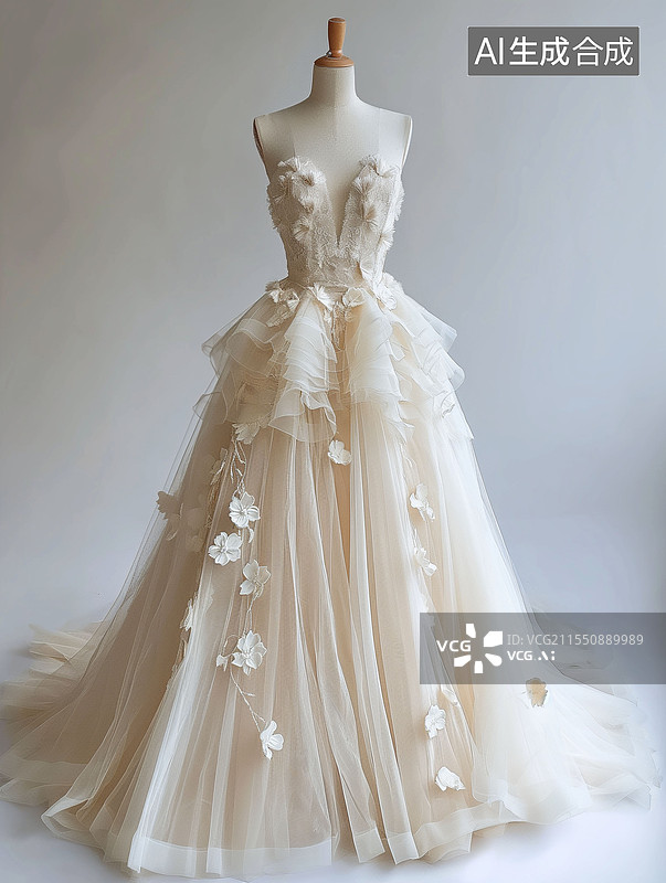 【AI数字艺术】婚纱礼服特写图片素材