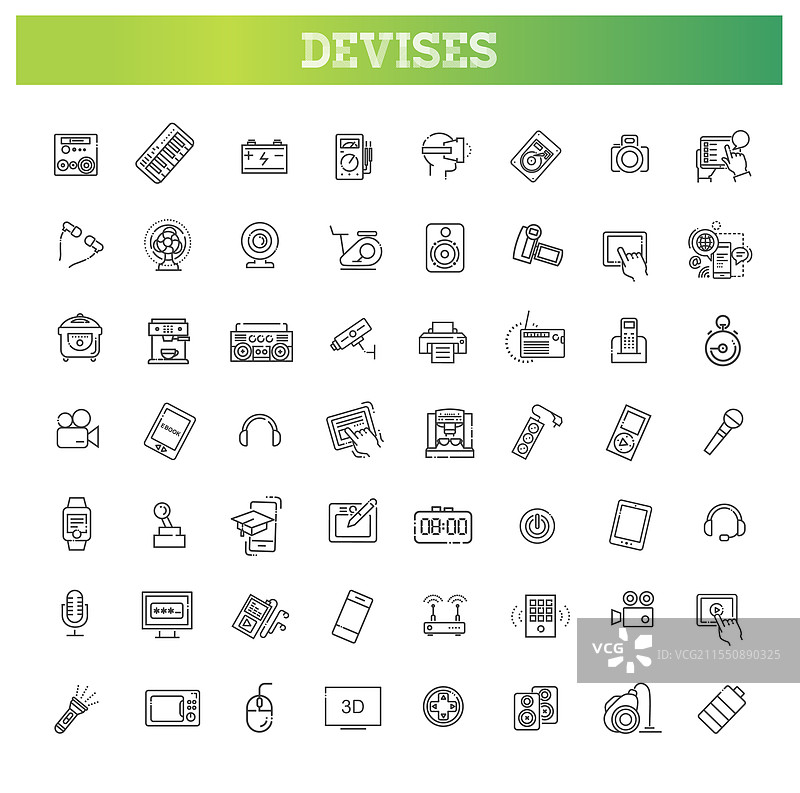 电子产品线条图标集图片素材