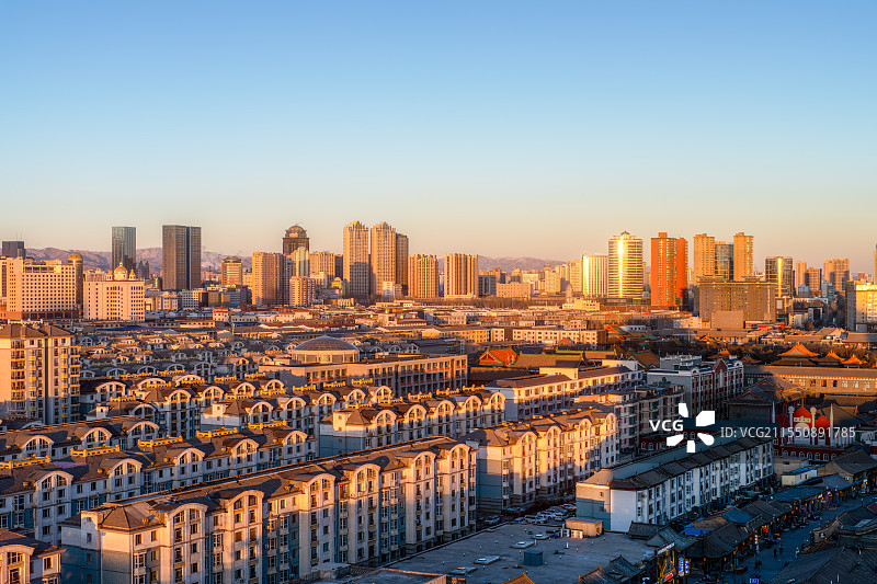 呼和浩特｜塞上老街｜黄昏｜夕阳｜城市风景图片素材