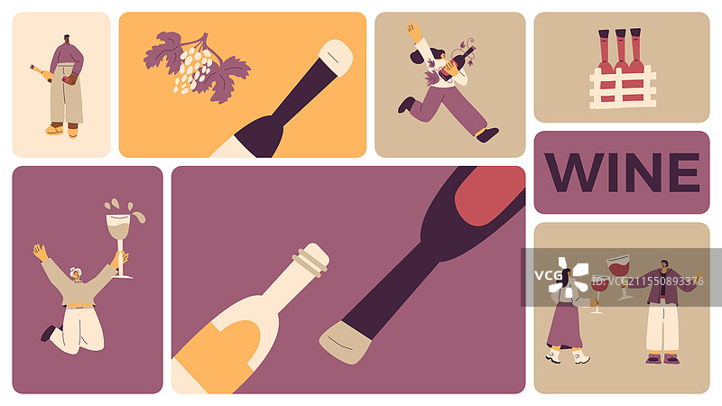 在便当格子背景下饮酒的人们图片素材