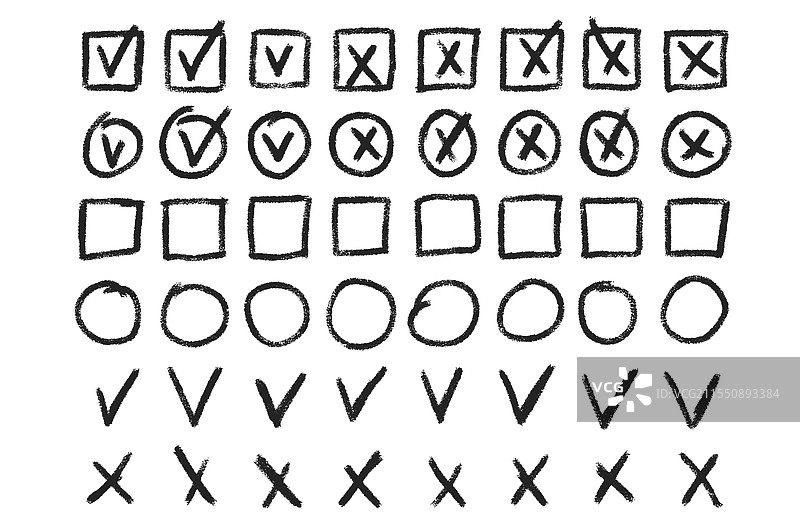 复选框、勾选标记和叉号的组合包图片素材