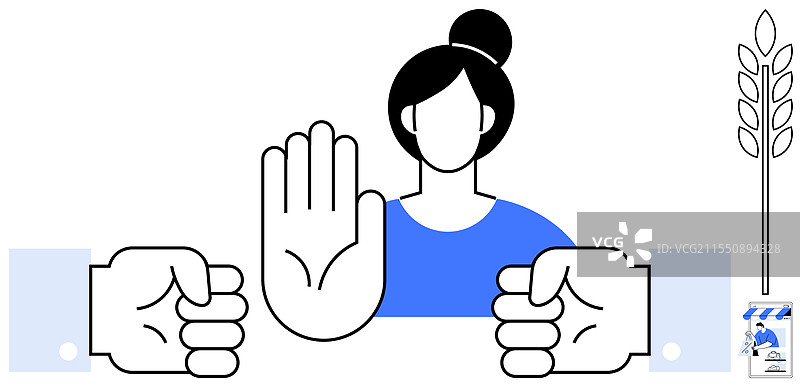 女性用手势打断冲突图片素材