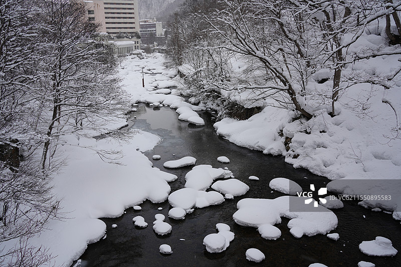 北海道定山溪二见公园雪景图片素材