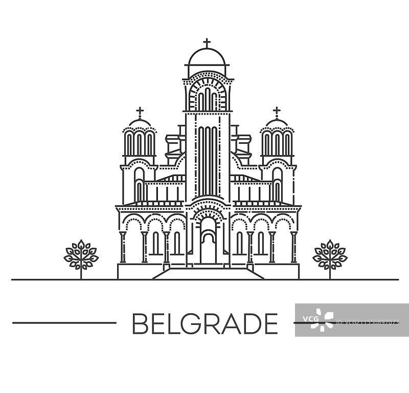 贝尔格莱德圣马克教堂，塞尔维亚图片素材