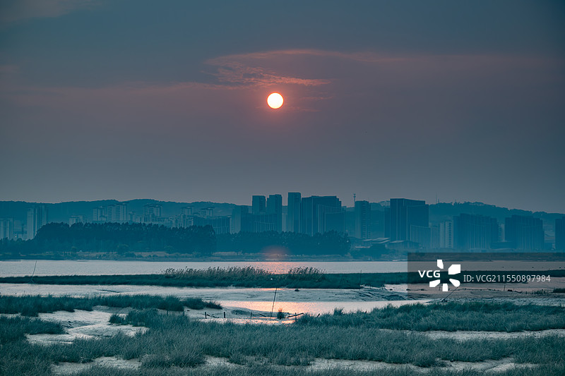 福州江滨落日图片素材