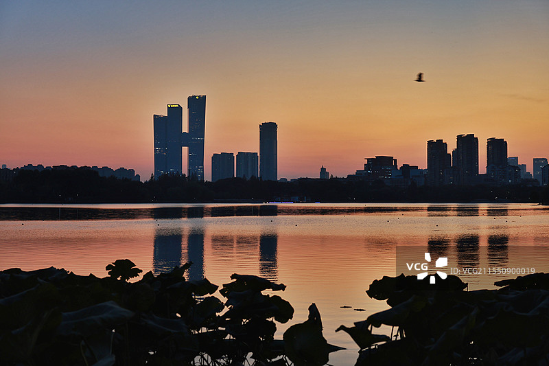 南京莫愁湖暮色图片素材