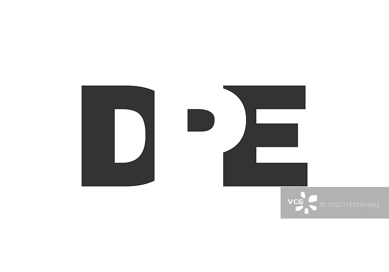 DPE标志设计，字母D、P、E采用粗体字。图片素材