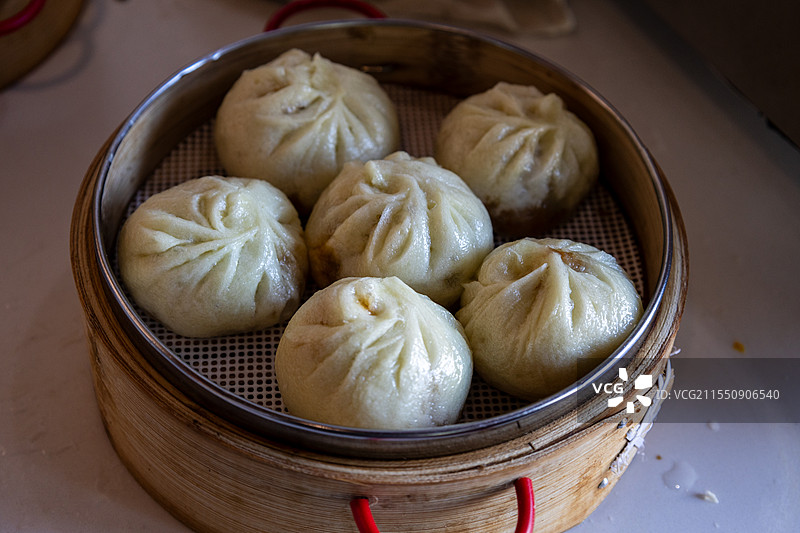 一屉小笼包特写图片素材