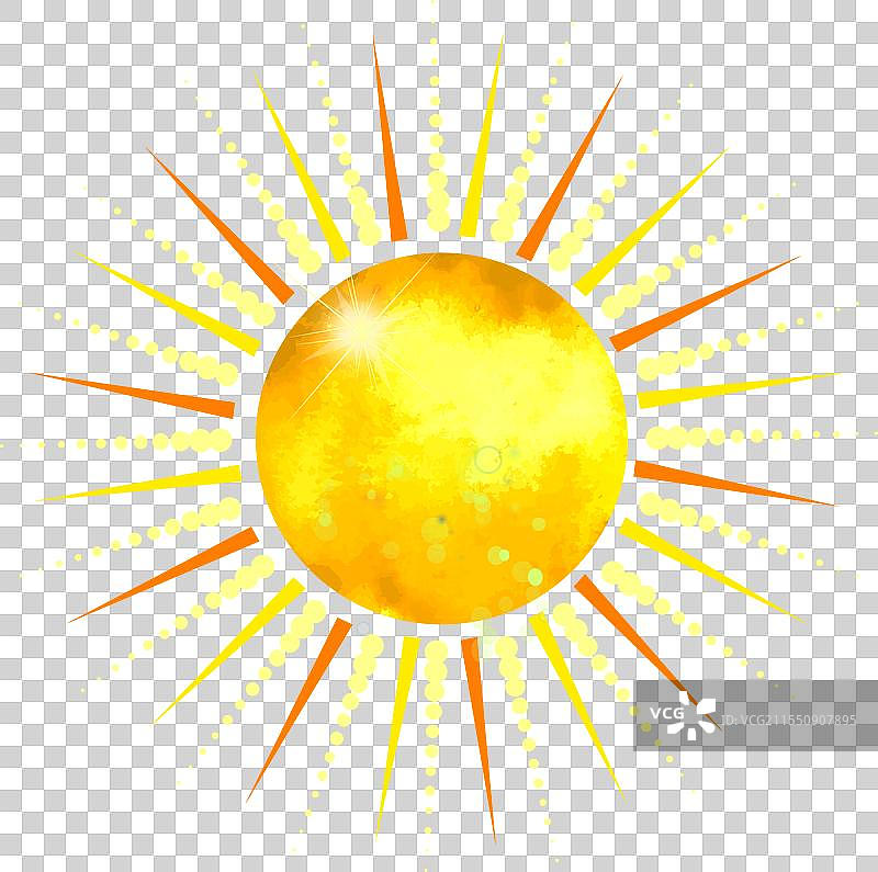 手绘的闪亮太阳物体，不是人工智能生成的图片素材