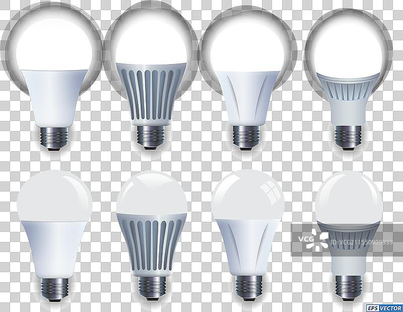 一组逼真的智能WiFi LED灯泡3D模型展示图片素材