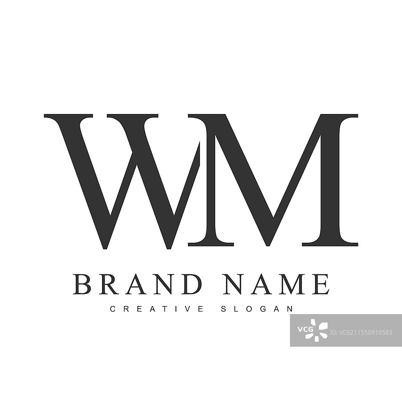 时尚的wm字母标志模板，首字母w和图片素材