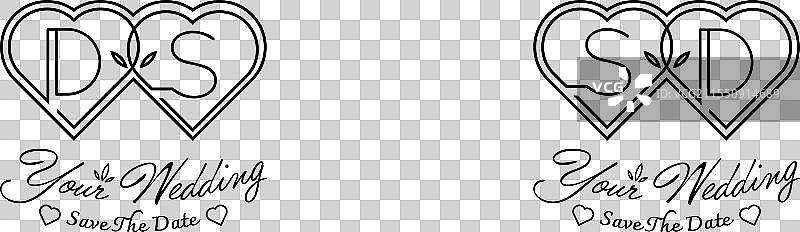 字母ds和sd的婚礼爱情标志，适合情侣使用图片素材