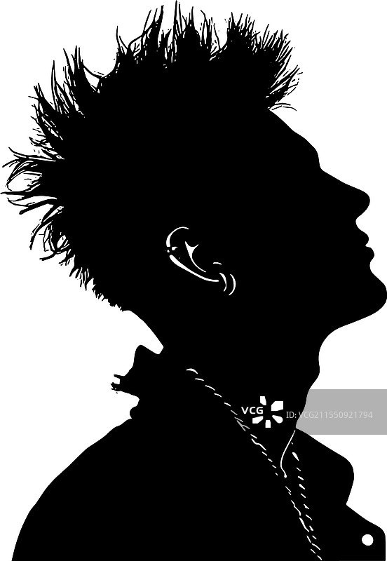 朋克摇滚者侧影轮廓图片素材