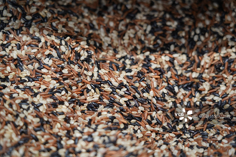 俯视视角的彩色食用大米图片素材