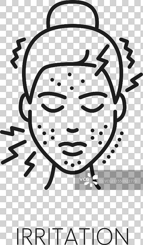 刺激性美容图标 面部护理线性标志图片素材