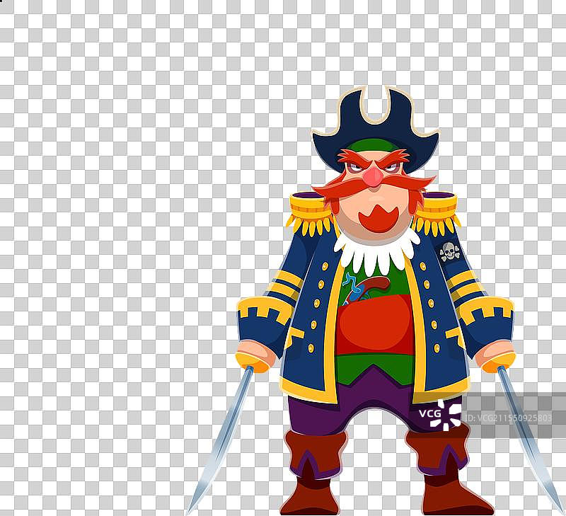 卡通海盗船长角色，手持双刀图片素材