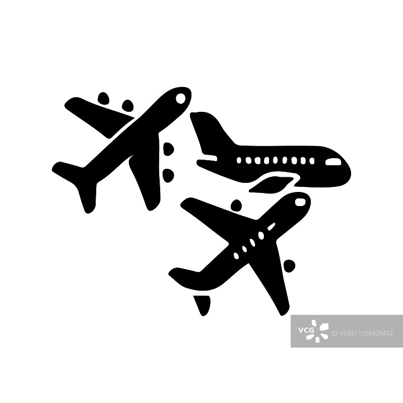 飞机图标集剪影艺术设计图片素材
