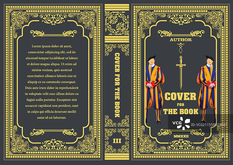 书籍封面上有两名瑞士卫兵站立图片素材