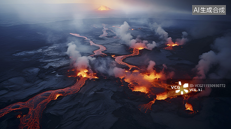 【AI数字艺术】火山爆发插画图片素材