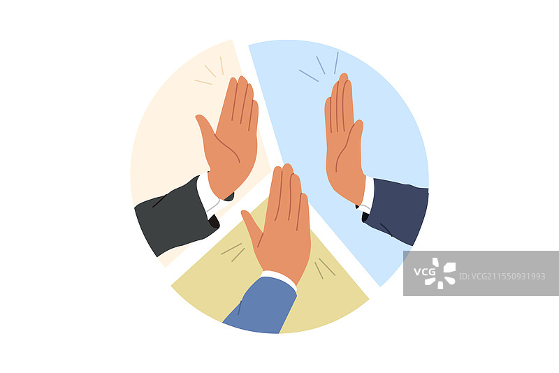商务人士的手展示协同与高度合作图片素材