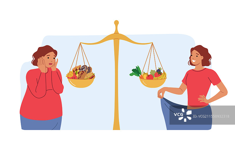 健康饮食帮助女性成功减重并保持站立姿势图片素材