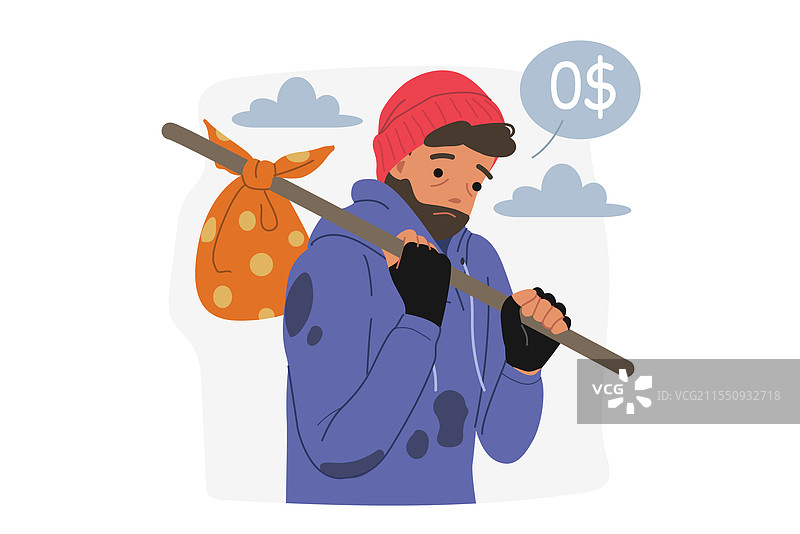 一个贫穷的人在世界各地游荡，思考着图片素材