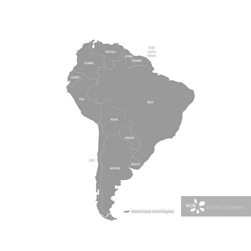 南美洲政治地图图片素材