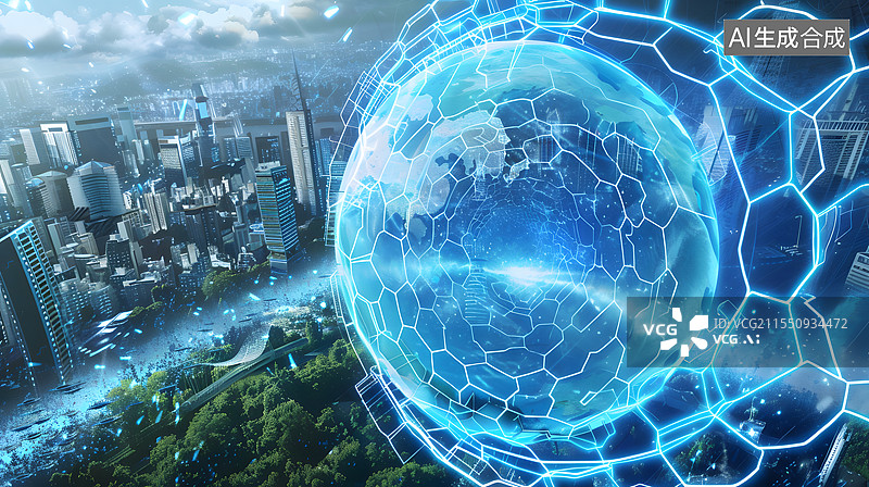 【AI数字艺术】科技互联网络互通物联网城市概念图片素材