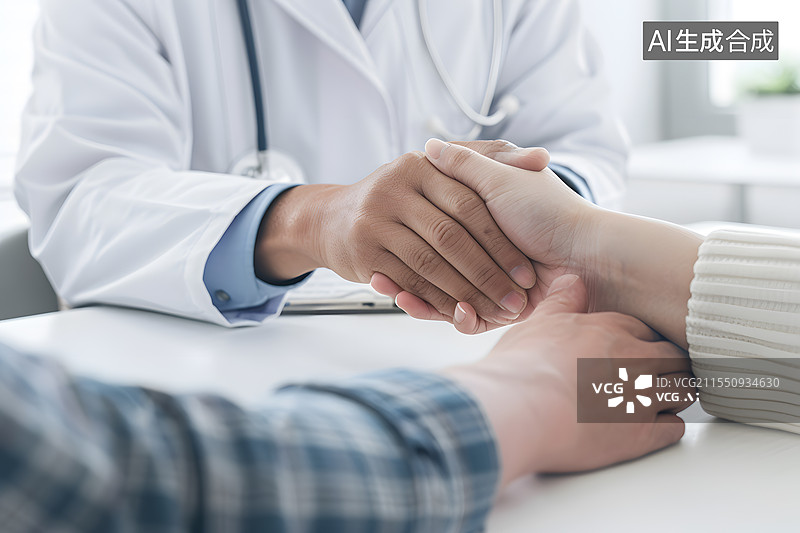 【AI数字艺术】医生握着病人的手图片素材