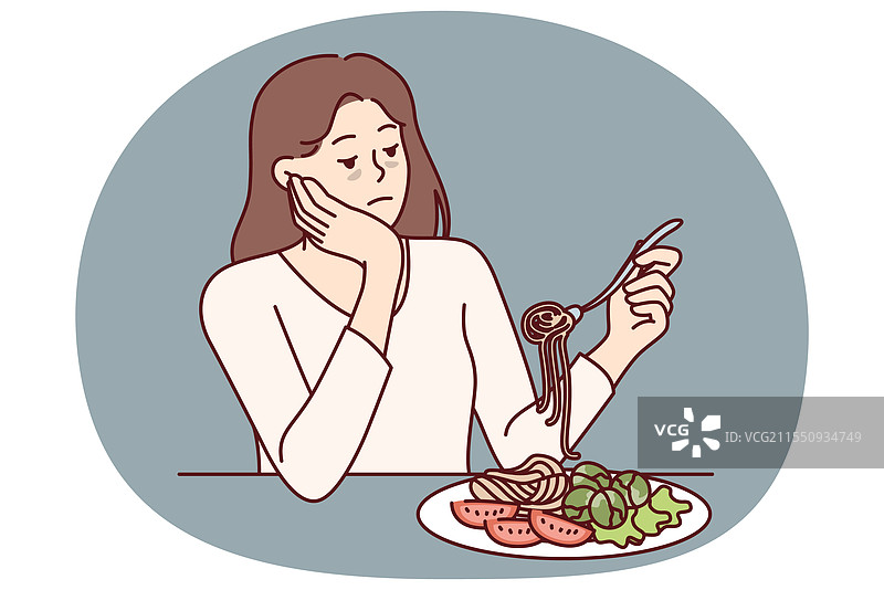 因缺乏而感到悲伤的厌食症女性图片素材