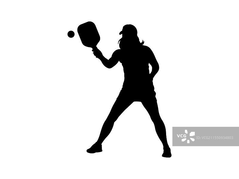 女性皮克球运动员在比赛中的剪影图片素材