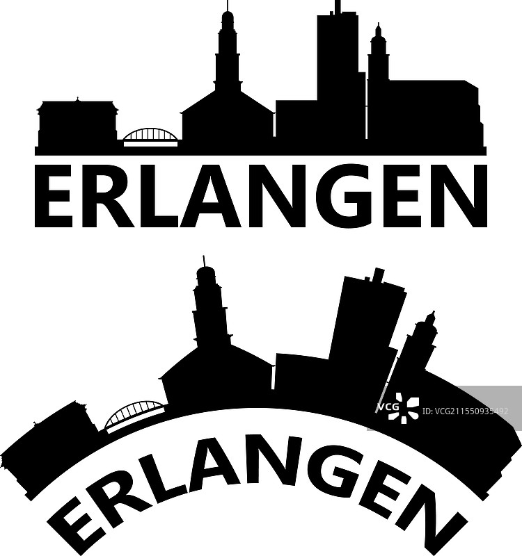 埃尔朗根德国城市天际线剪影图片素材