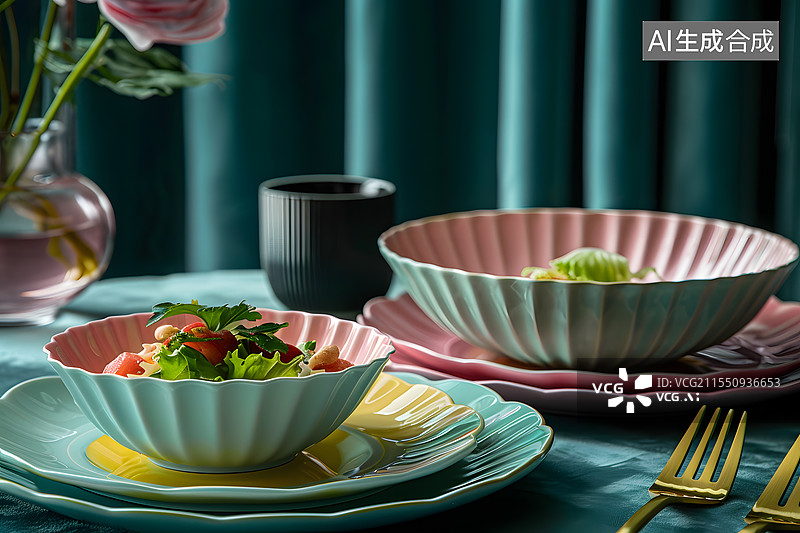 【AI数字艺术】盘子里装着的水果沙拉图片素材