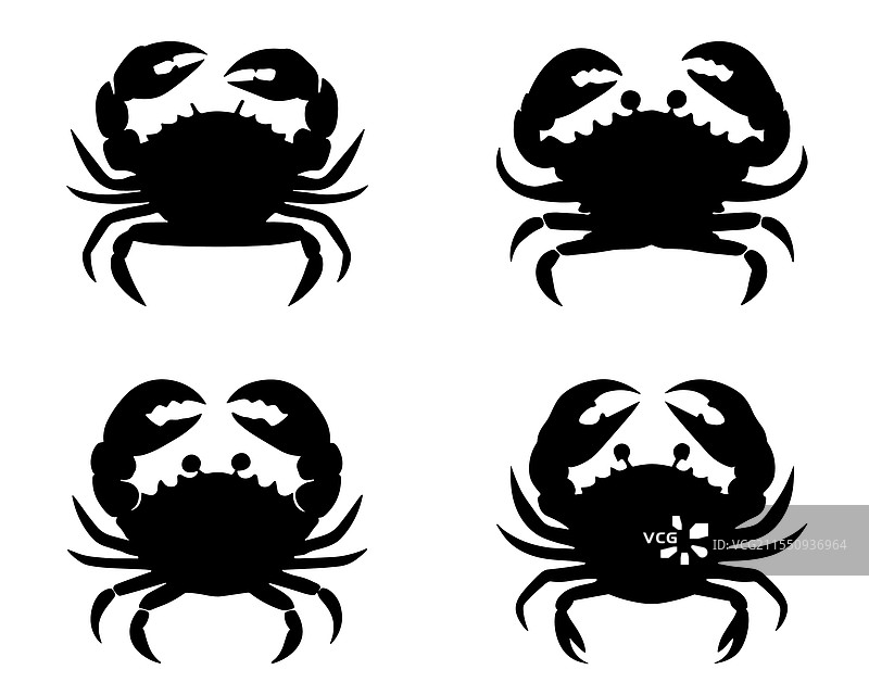 螃蟹剪影集图片素材