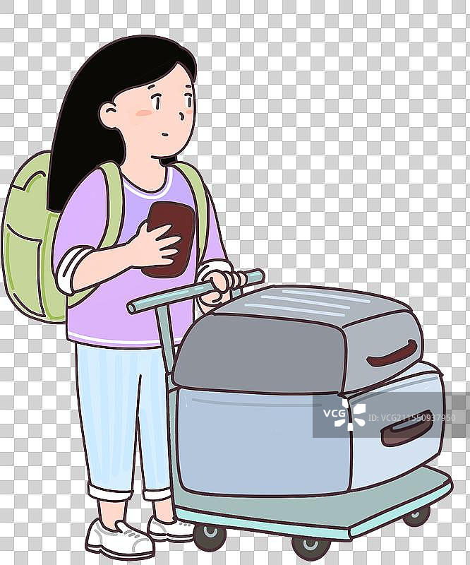 旅客推着行李人物元素图片素材