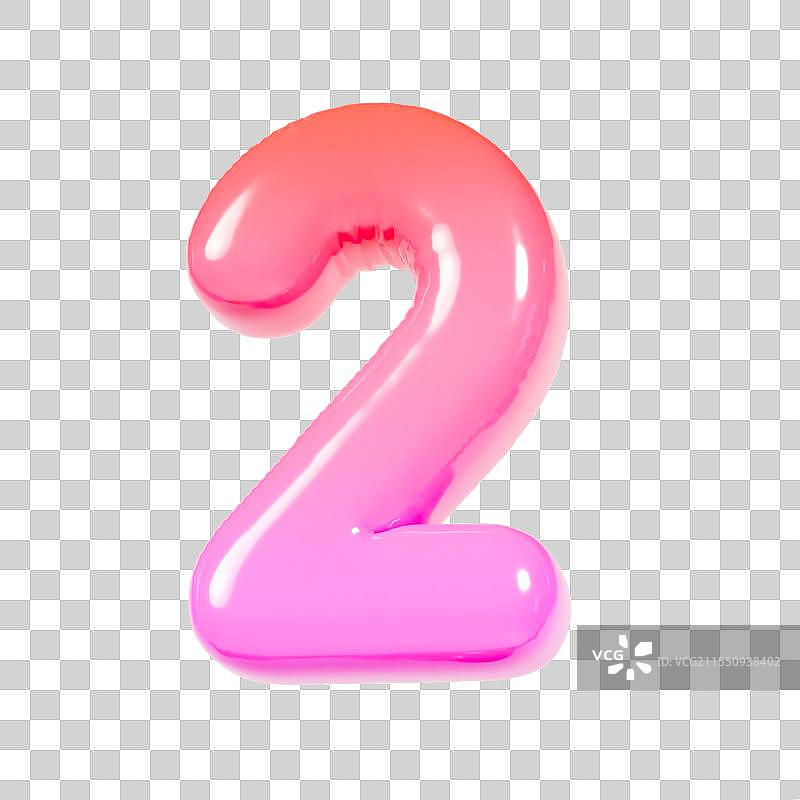 3D立体可爱膨胀风数字元素数字2图片素材