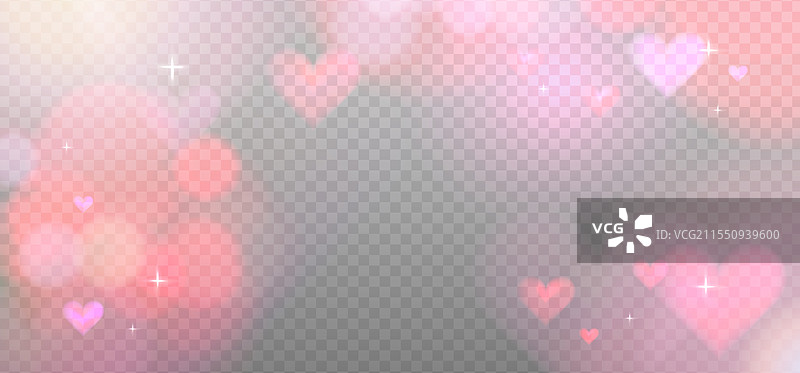 抽象的粉色折射光和心形散景图片素材