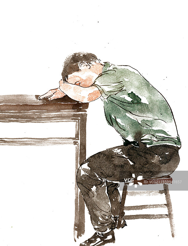 趴桌睡的男子图片素材