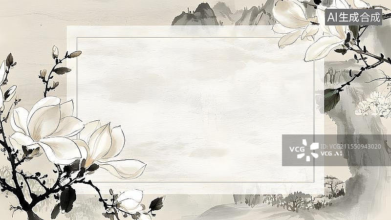 【AI数字艺术】水墨画背景两侧图片素材