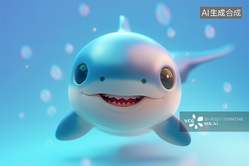 【AI数字艺术】一只可爱的3D卡通小海豚图片素材